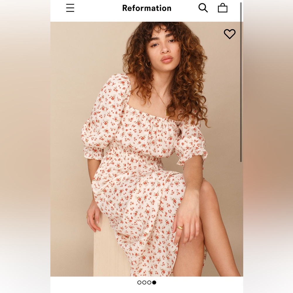 Reformation Karly dress floral with puff sleeves NWT